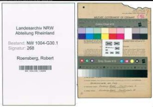 Entnazifizierung Robert Roensberg , geb. 30.03.1913 (Spediteur)
