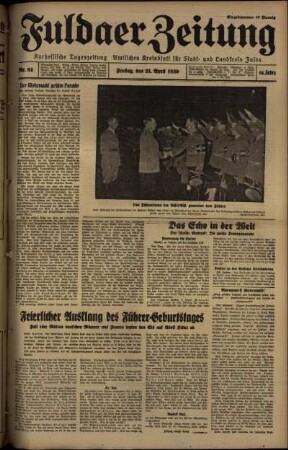 Ausgabe vom Freitag, den 21. April 1939.