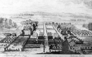 Niesky. Stadtansicht, Stich, 18. Jh., Repro (im Besitz von Herrn Gregor, Herrnhut)
