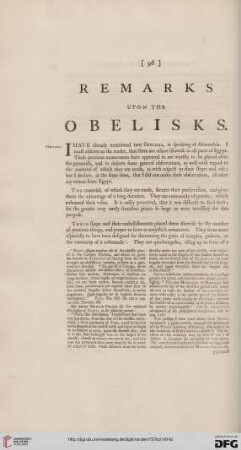 Remarks upon the Obelisks