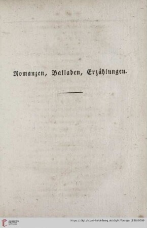 Romanzen, Balladen, Erzählungen