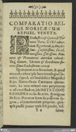 Oratio Duodecima. Comparatio reipub. Noricae Cum Republ. Veneta