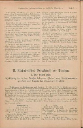 II. Alphabetisches Verzeichniß der Straßen.