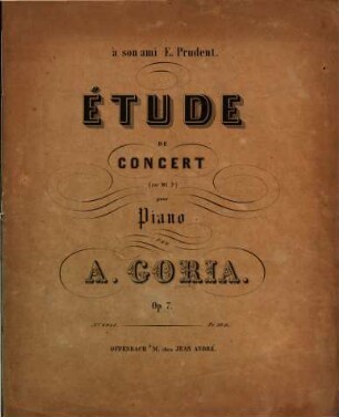 Etude de concert : (en mi b) pour piano ; op. 7