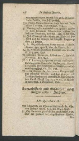Literarhistorie und Geschichte, nebst einigen andern Büchern. In Quarto