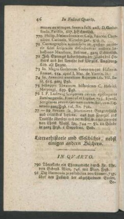 Literarhistorie und Geschichte, nebst einigen andern Büchern. In Quarto