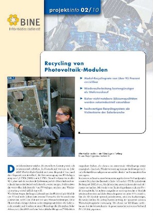 Recycling von Photovoltaik-Modulen.