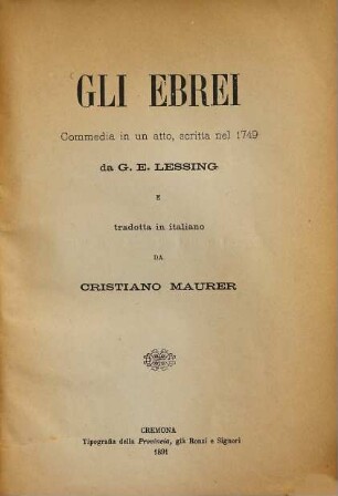 Gli Ebrei : commedia in un atto