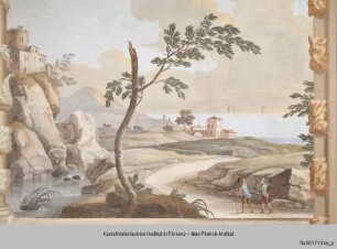 Gestaltung des Eingangssaales : Hafenvedute mit Staffage