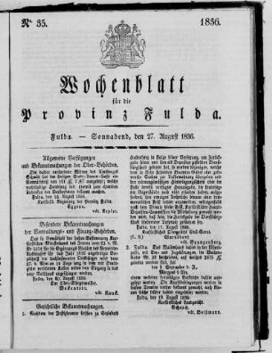 Nr. 35, Ausgabe vom 27. August 1836