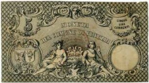 Geldschein, 5 Lire, 1848