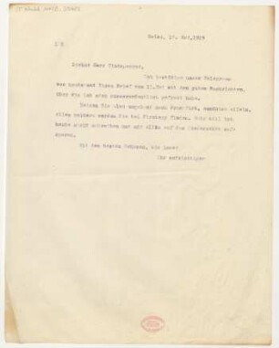 Brief an Lothar Windsperger : 16.05.1919