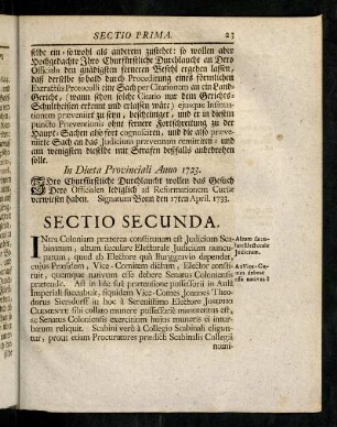 23-32, Sectio Secunda.