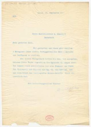 Brief an Martin Klassert : 16.09.1911