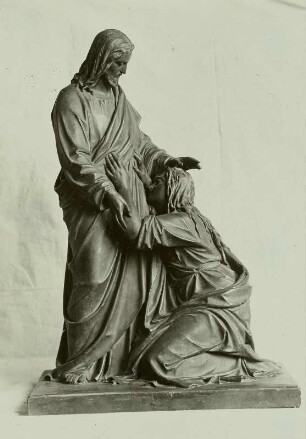 Christus und die Ehebrecherin : Friedrich Wilhelm Schwenk (1830-1871). Christus und die Ehebrecherin, Höhe 80 cm