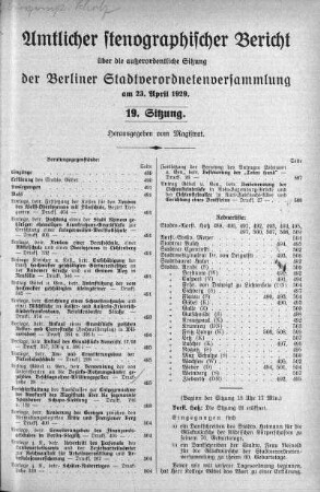 Sitzung 19, 23. April 1929