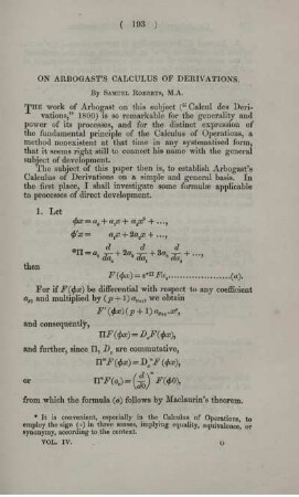 On Arbogast's calculus of derivations.