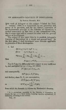 On Arbogast's calculus of derivations.
