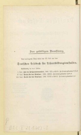 Zur gefälligen Beachtung