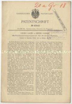 Patentschrift eines Muffenkupplungsapparates für Drahtseilbahnen, Patent-Nr. 42643
