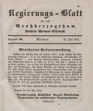 Nr. 10 : 22. Juli 1843