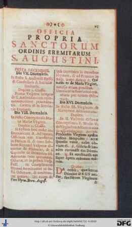 Officia Propria Sanctorum Ordinis Eremitarum S. Augustini.