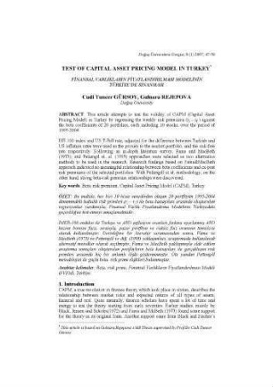 Test of Capital Asset Pricing Model in Turkey
