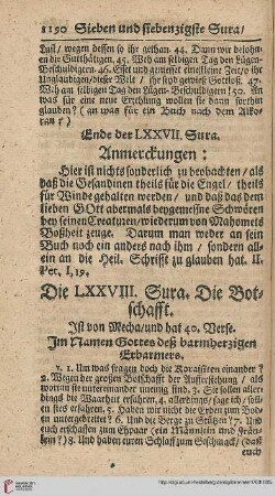 Die LXXVIII. Sura: Die Botschafft