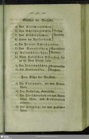 Freie Plätze der Vorstadt