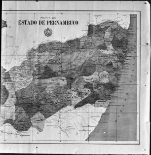 Karte Pernambucos : Fotografie einer Übersichtskarte des Bundesstaats Pernambuco. Teilkarte: rechter Teil.