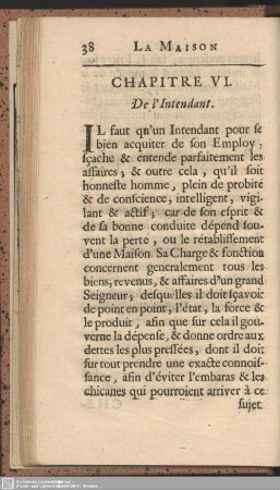 Chapt. VI. De l'Intendant