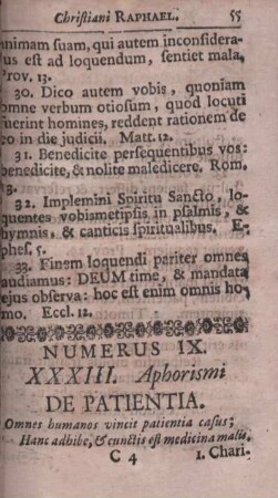 Numerus IX. XXXIII. Aphorismi De Patientia.