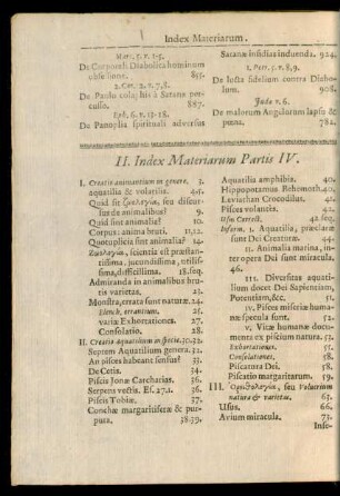 II. Index Materiarum Partis IV.