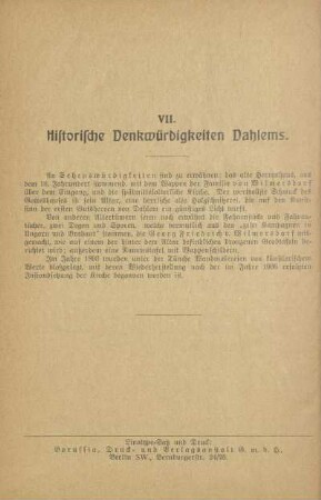 VII. Historische Denkwürdigkeiten Dahlems