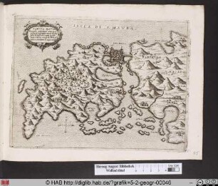 Landkarte von Sancta Maura/Lefkada und Umgebung.