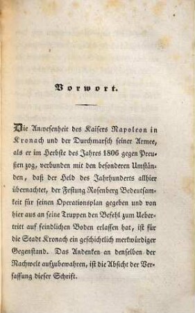 Napoleon in Kronach und Durchmarsch der französischen Armee auf dem Zuge gegen Preußen im Jahre 1806