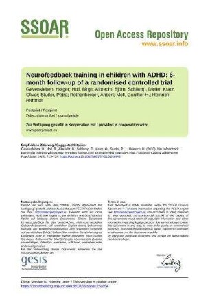 Neurofeedback training in children with ADHD: 6-month follow-up of a randomised controlled trial