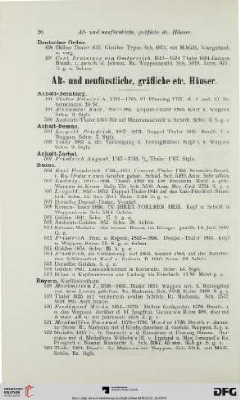 Alt- und neufürstliche, gräfliche etc. Häuser (Nr. 498-728)