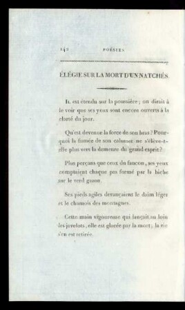 Élégie Sur La Mort D`Un Natchés.
