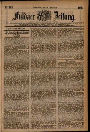 Ausgabe vom Donnerstag, den 18. Dezember 1884.