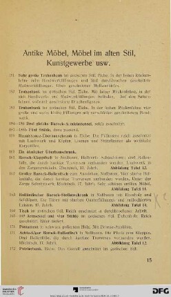 Antike Möbel, Möbel im alten Stil, Kunstgewerbe usw. (151-189e)