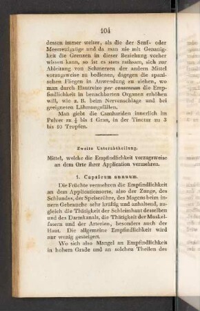 Zweite Unterabtheilung. Mittel, welche die Empfindlichkeit vorzugsweise an dem Orte ihrer Application vermehren.