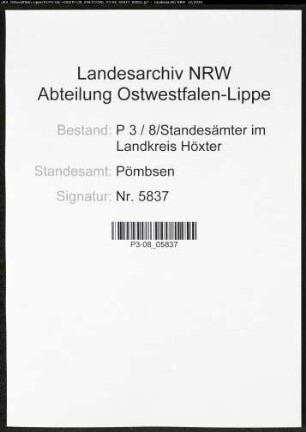 Sterberegister Standesamt Pömbsen