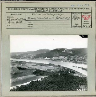 Königswinter, Blick auf den Rhein und das Siebengebirge mit dem Petersberg