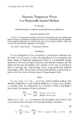 Harmonic temperature waves in a horizontally layered medium