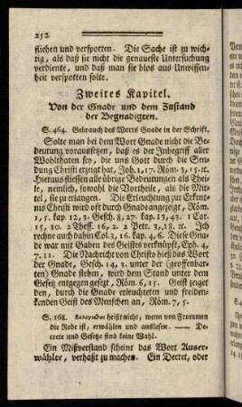 252-280, Zweites Kapitel. Von der Gnade und dem Zustand der Begnadigten.