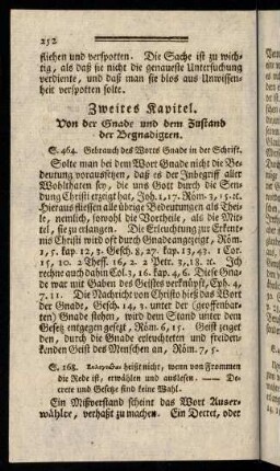 252-280, Zweites Kapitel. Von der Gnade und dem Zustand der Begnadigten.