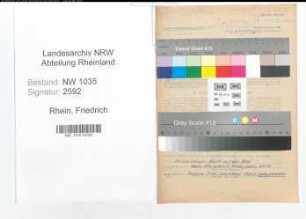 Entnazifizierung Friedrich Von Rhein , geb. 08.10.1908 (Steiger)