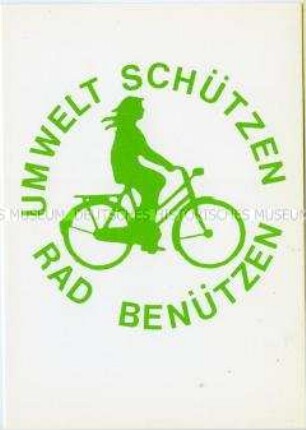 Postkarte mit Aufforderung zum Fahrrad fahren