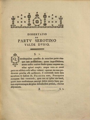 Dissertatio Inavgvralis Medica De Partv Serotino Valde Dvbio